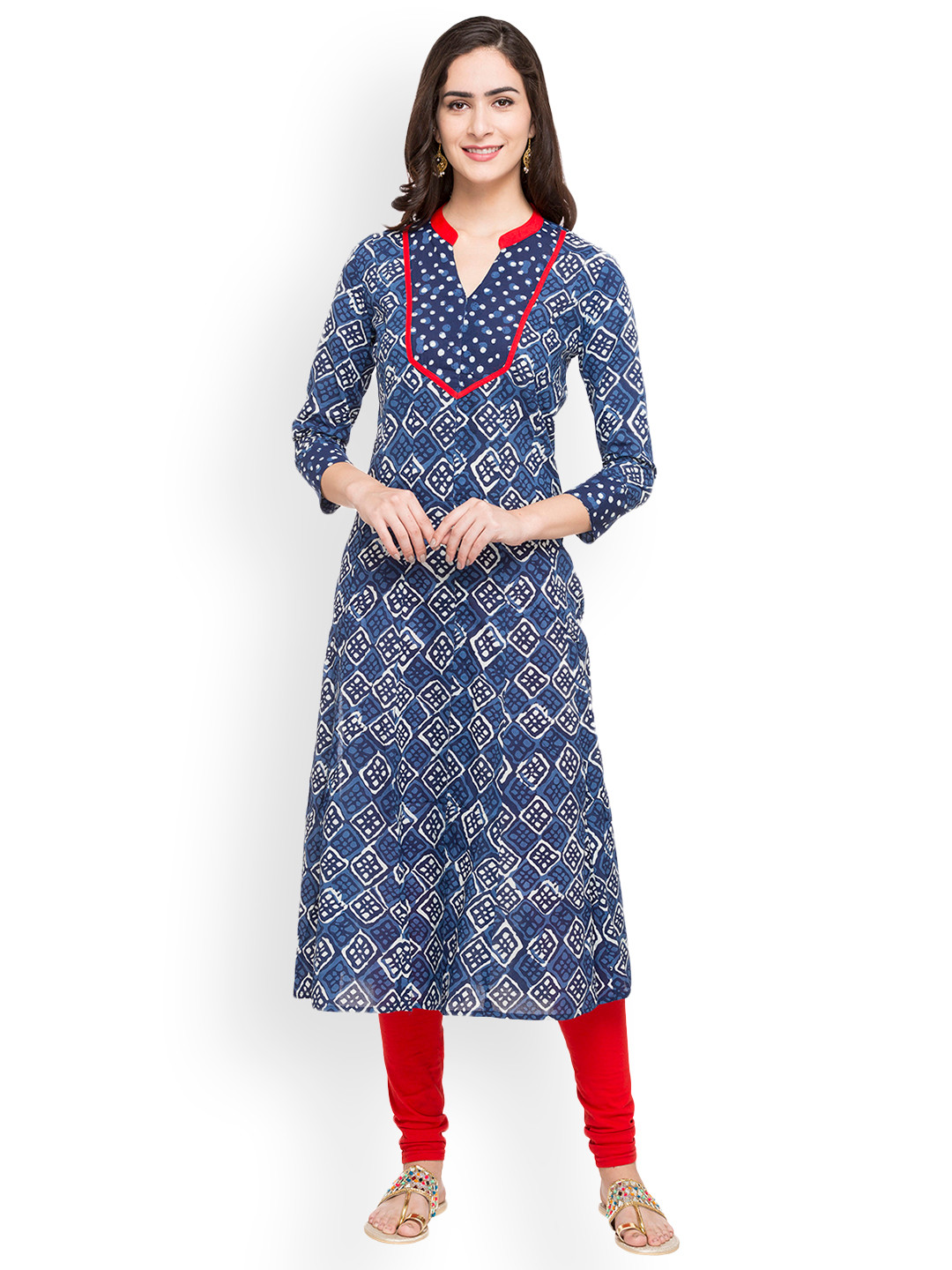 Globus Women Blue & Red Printed A-Line Kurta 
Globus Women Blue & Red Printed A-Line Kurta