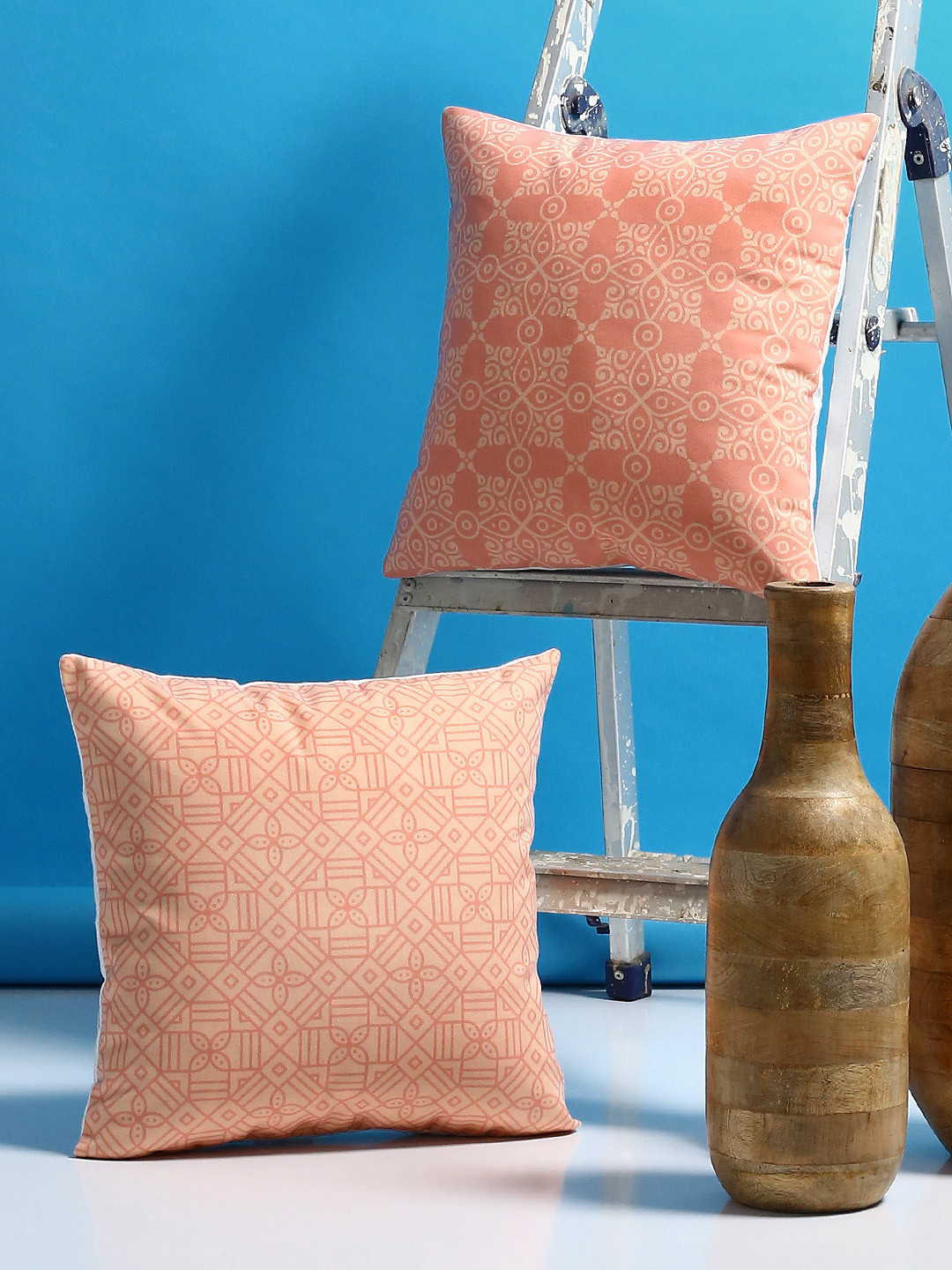 Alina decor Pink & Beige Set of 2 Checked Square Cushion Covers 
Alina decor Pink & Beige Set of 2 Checked Square Cushion Covers