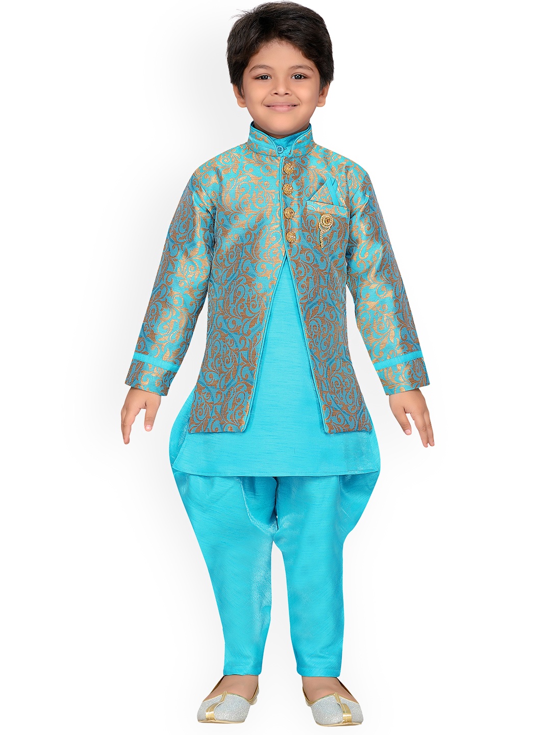 Aj DEZInES Boys Turquoise Blue Sherwani Set