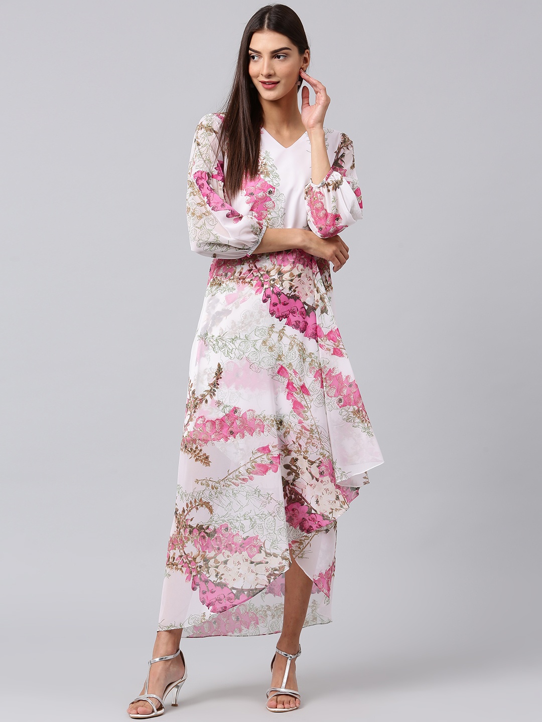 Athena Women White Printed Maxi Dress