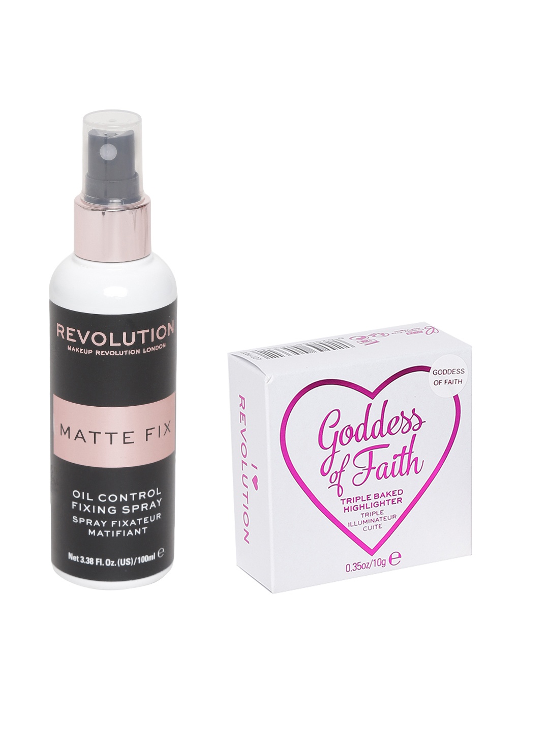 Makeup Revolution London Set of Goddess of Faith Highlighter & Oil Control Fixing Spray, Black
Makeup Revolution London Set of Goddess of Faith Highlighter & Oil Control Fixing Spray, Black