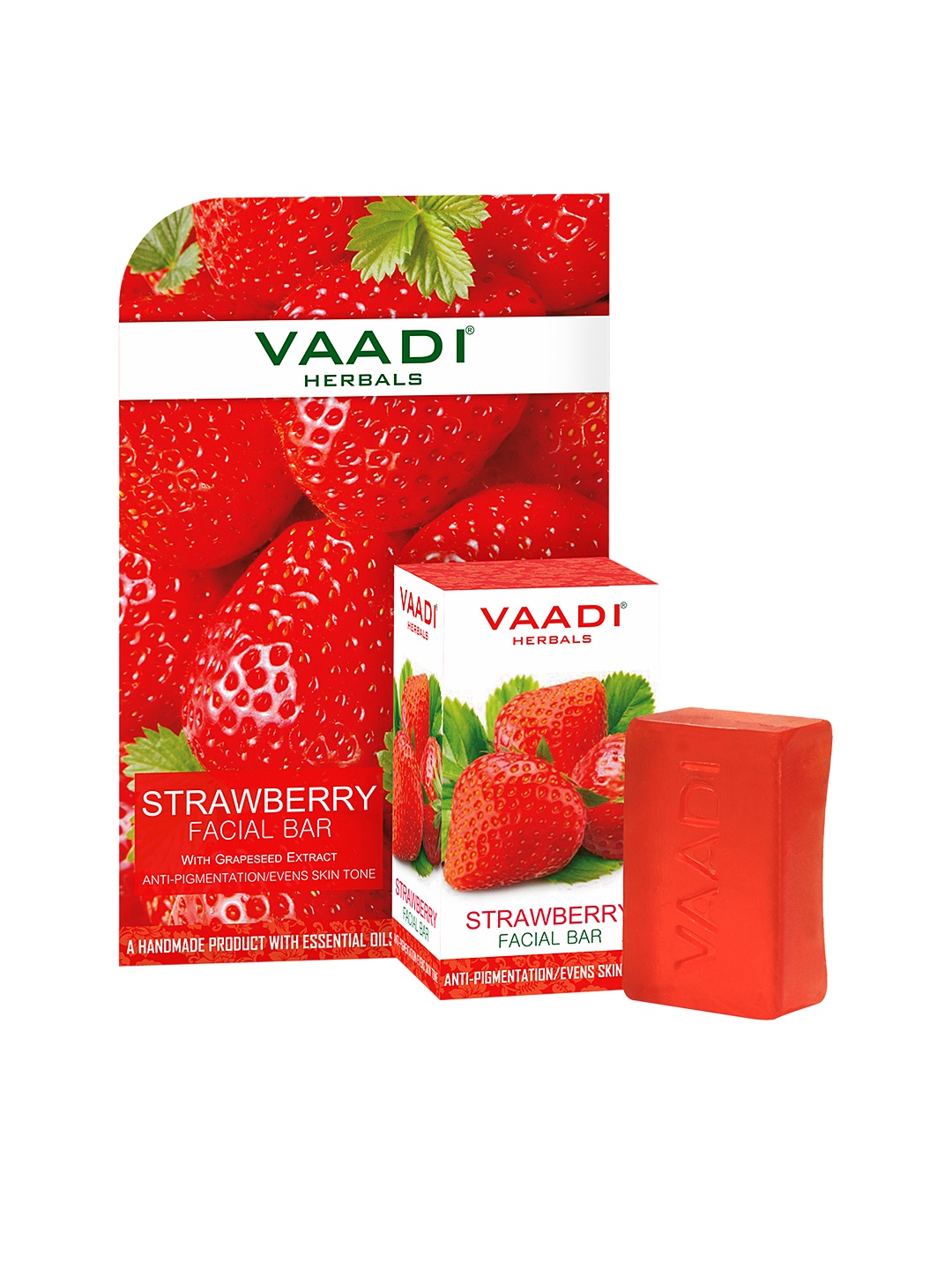Vaadi Herbals Strawberry Facial Bar with Grapeseed Extract for Anti-Pigmentation - 25g, Red
Vaadi Herbals Strawberry Facial Bar with Grapeseed Extract for Anti-Pigmentation - 25g, Red