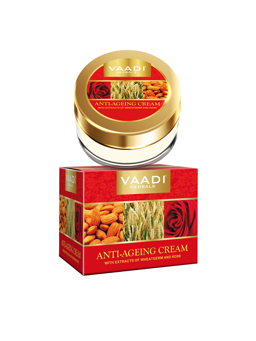 Vaadi Herbals Anti-Ageing Cream with Almond, Wheatgerm Oil & Rose Extracts - 30g, Red
Vaadi Herbals Anti-Ageing Cream with Almond, Wheatgerm Oil & Rose Extracts - 30g, Red