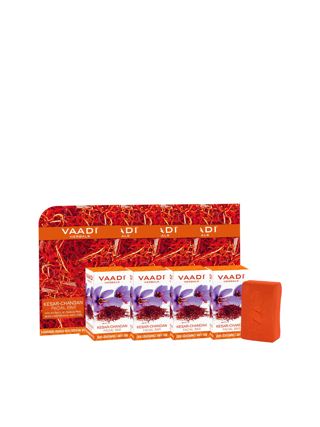Vaadi Herbals Set of 4 Kesar Chandan Facial Bars with Extract of Orange Peel-25g Each, Red
Vaadi Herbals Set of 4 Kesar Chandan Facial Bars with Extract of Orange Peel-25g Each, Red