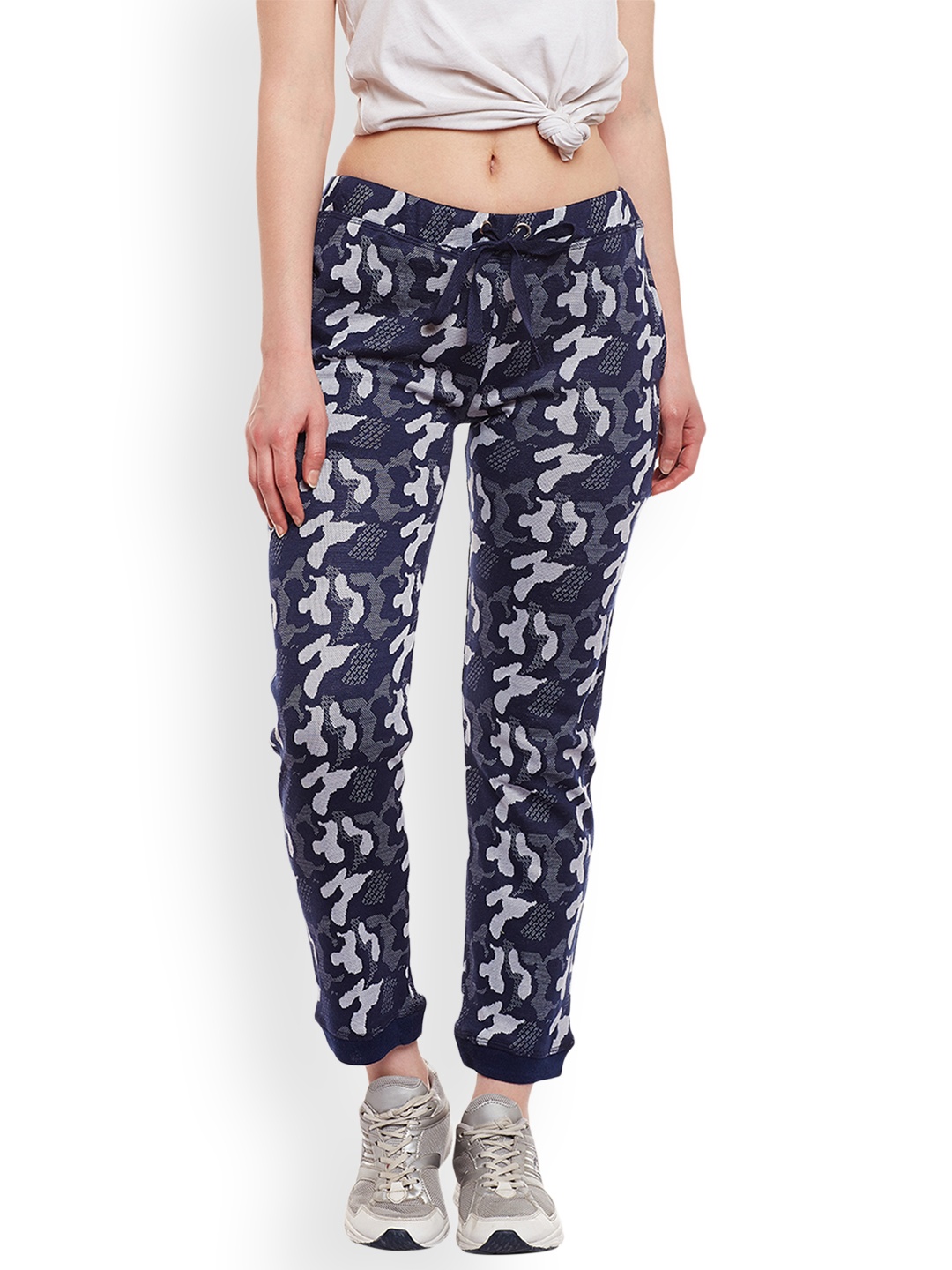 VIMAL JONNEY Women Navy Blue & Grey Printed Track Pants