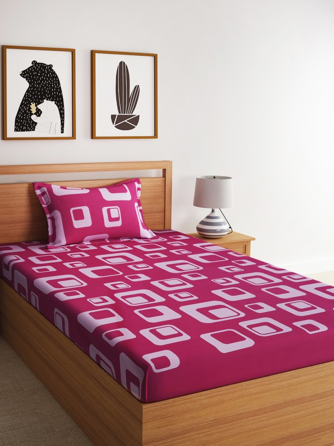 Home Ecstasy Pink Geometric Flat 140 TC Cotton 1 Single Bedsheet with 1 Pillow Covers
Home Ecstasy Pink Geometric Flat 140 TC Cotton 1 Single Bedsheet with 1 Pillow Covers