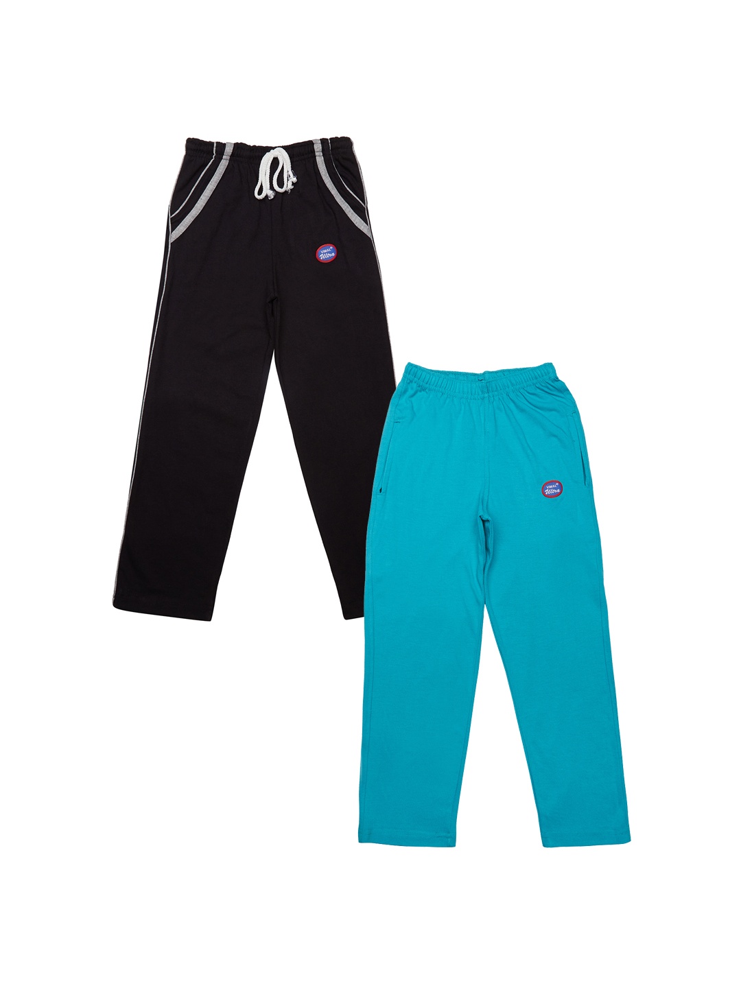 VIMAL JONNEY Girls Pack of 2 Solid Slim Fit Track Pants, Black
