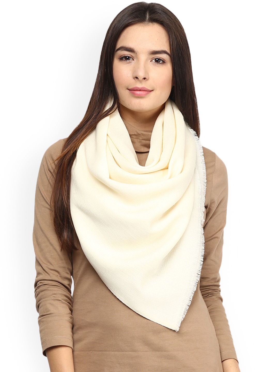 SHINGORA Women Off-White Woollen Shawl