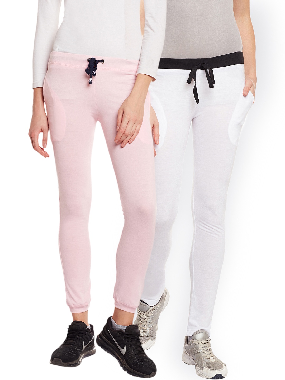 VIMAL JONNEY Women Pack of 2 Solid Track Pants, Pink