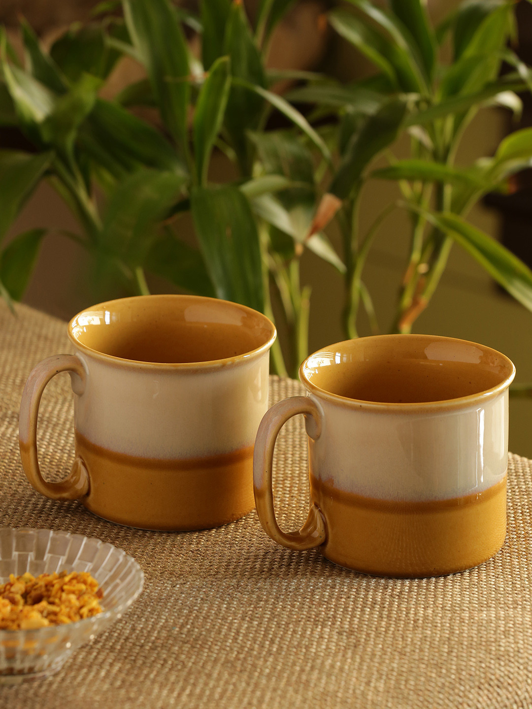 ExclusiveLane Set Of 2 Glazed Cosmos Noodle Mugs Dual Glazed Studio Pottery In Ceramic, Mustard
ExclusiveLane Set Of 2 Glazed Cosmos Noodle Mugs Dual Glazed Studio Pottery In Ceramic, Mustard