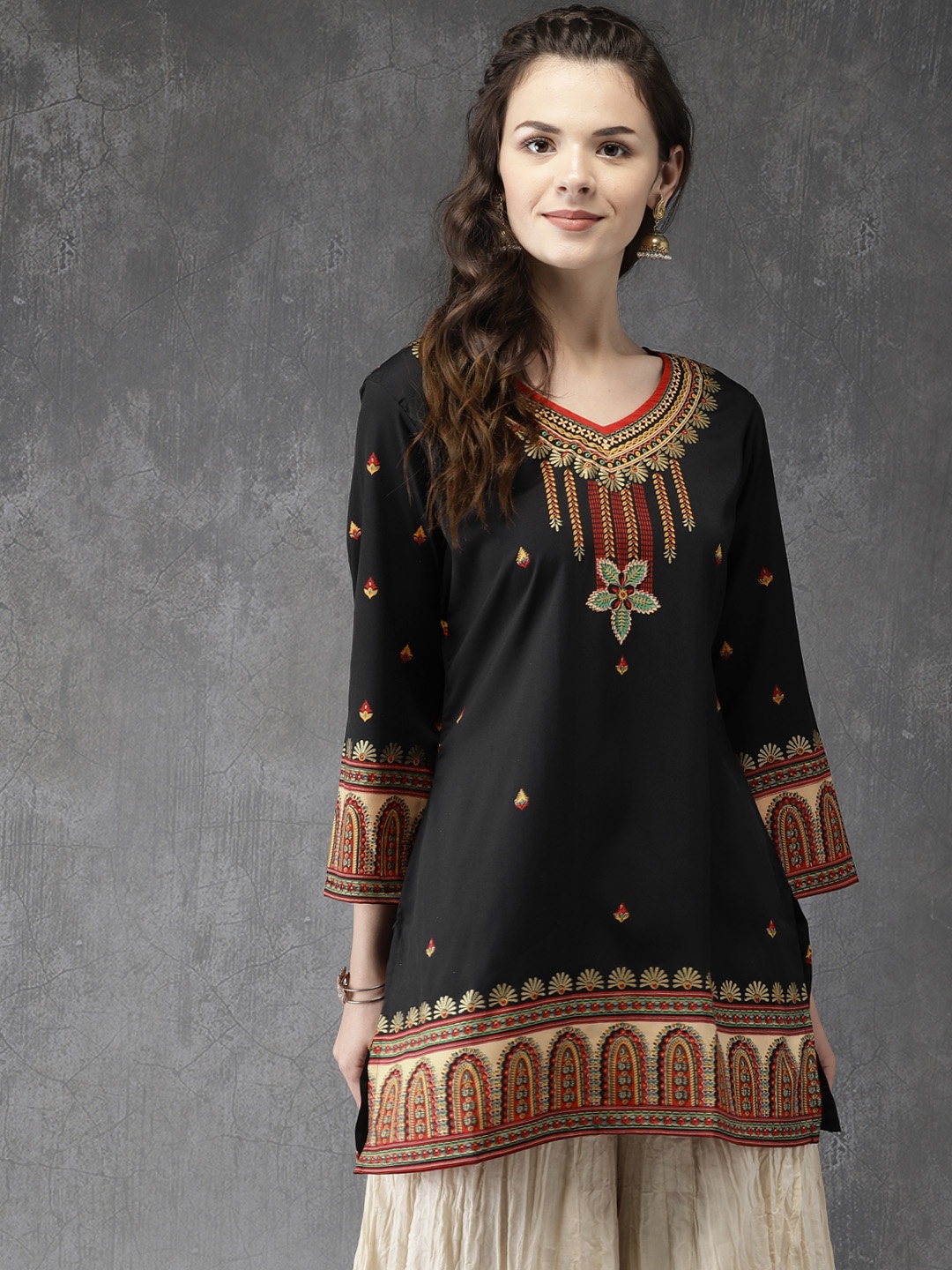 Anouk Black Printed Kurti