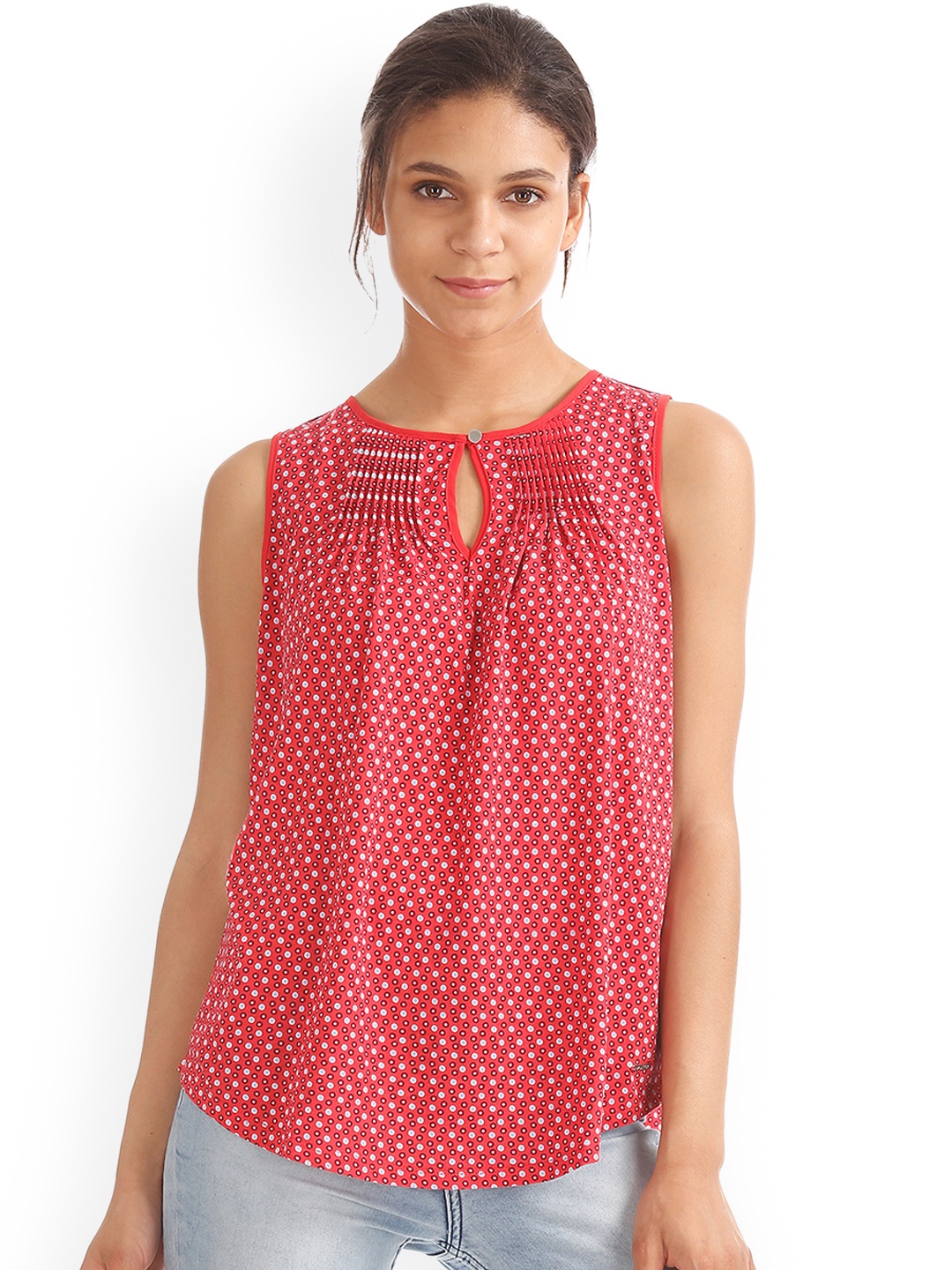 Nautica Women Red Printed A-Line Top