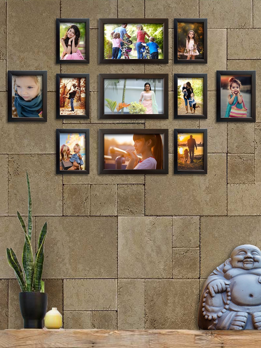 RANDOM Set of 11 Brown Photo Frames