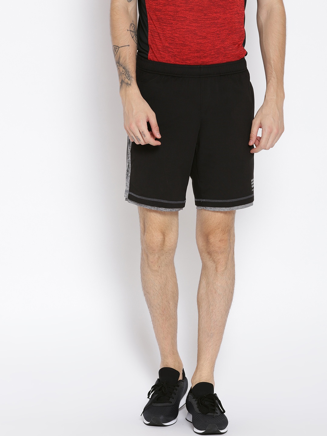 rock.it Men Black Solid Regular Fit Sports Shorts