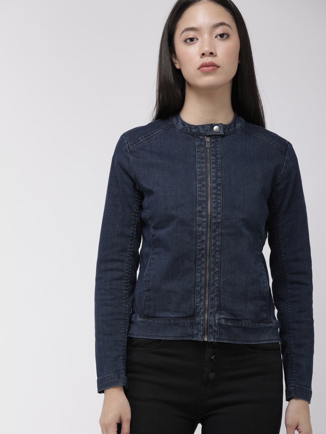 Levis Women Blue Solid Denim Jacket