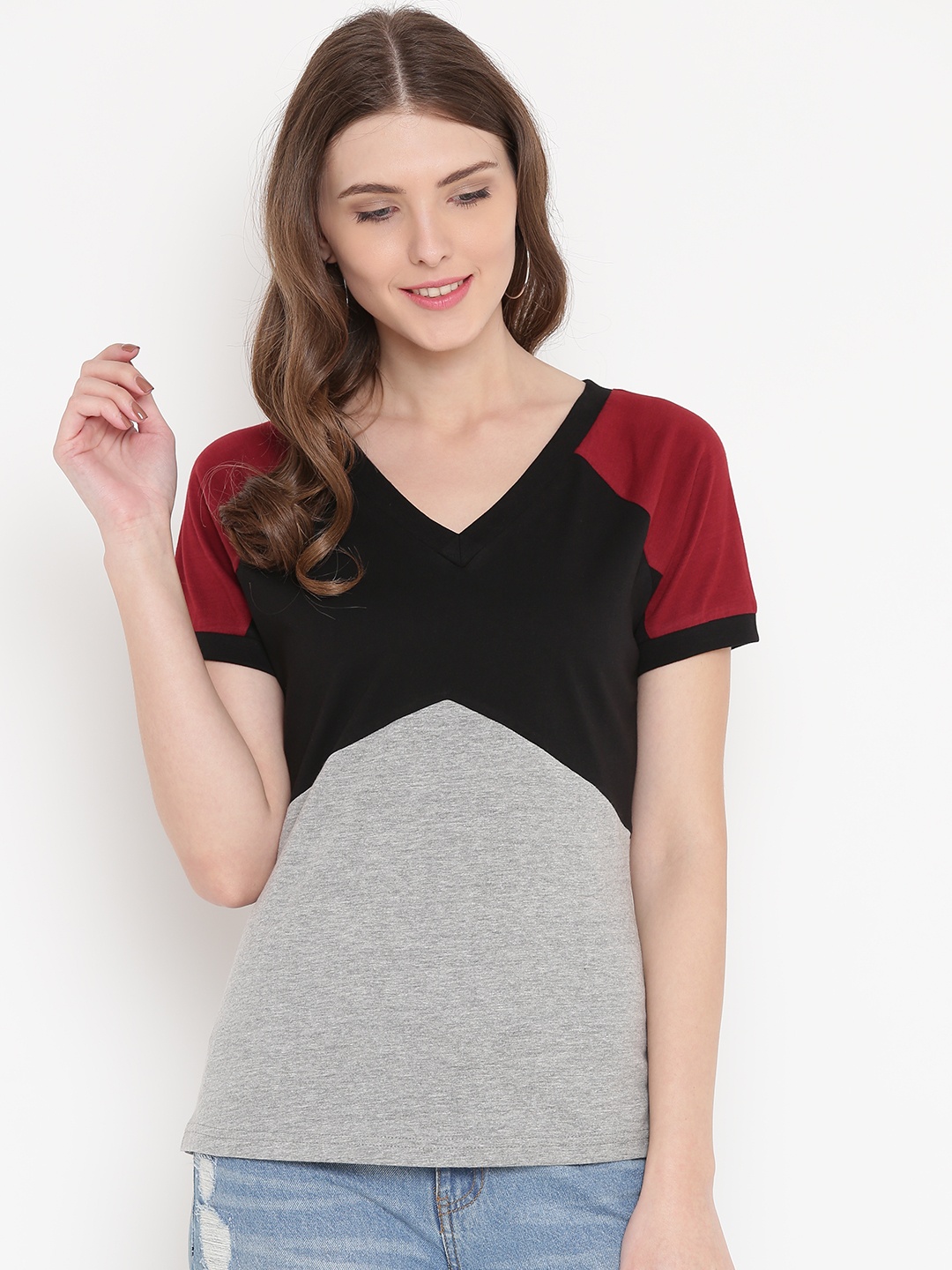 GRITSTONES Women Grey Solid Top