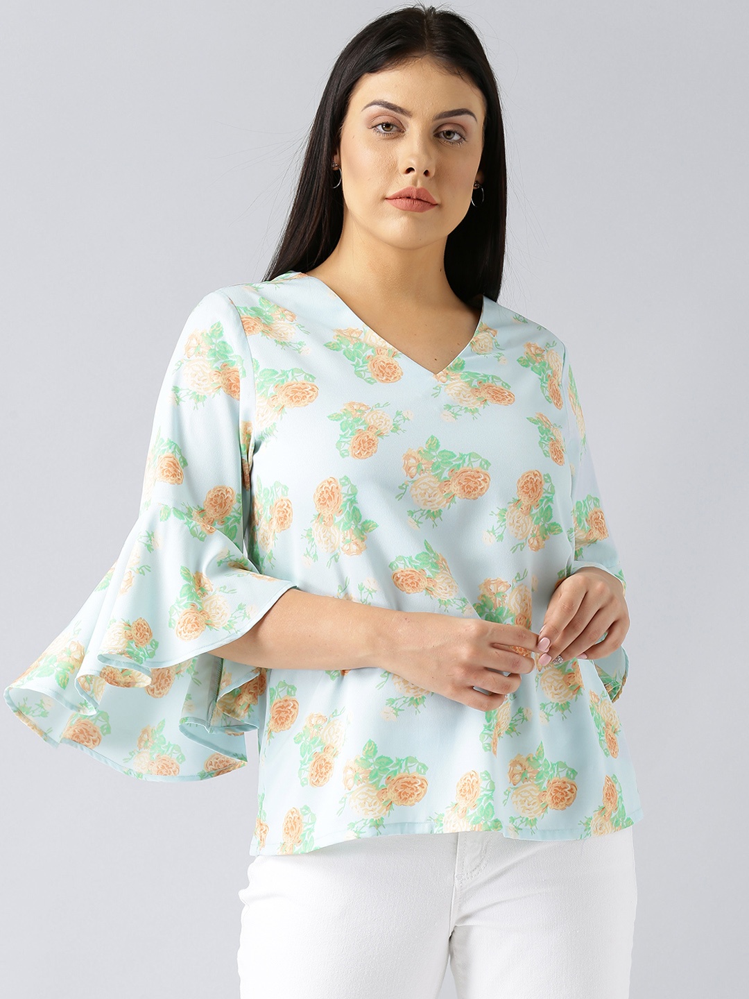 Besiva Women Blue Floral Top