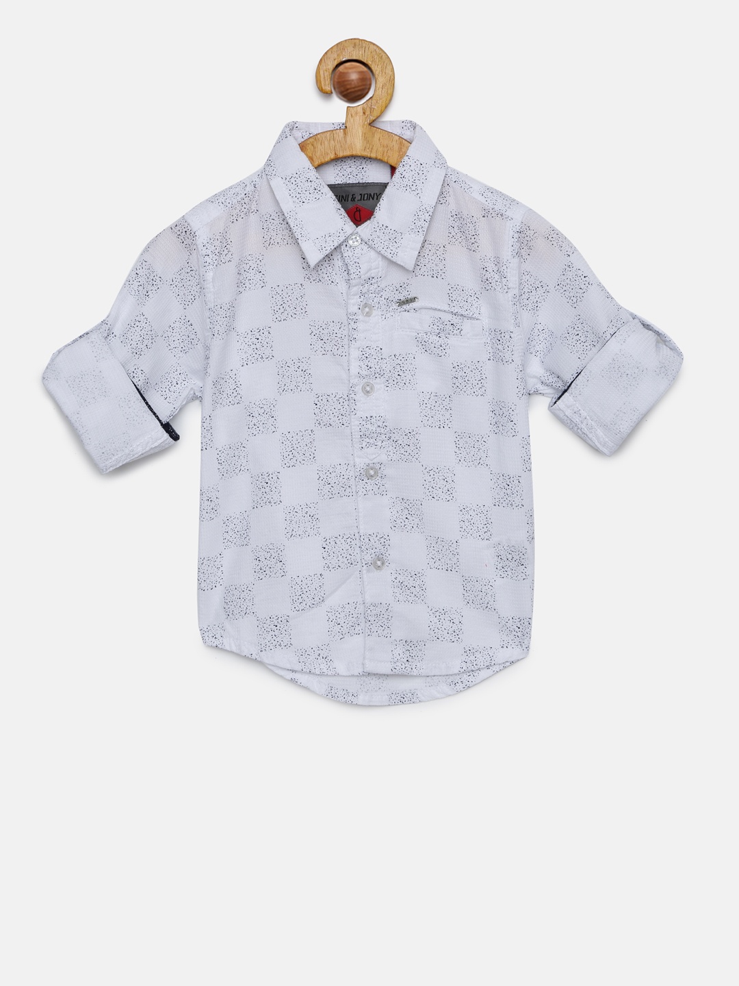 Gini and Jony Boys White Checked Casual Shirt
