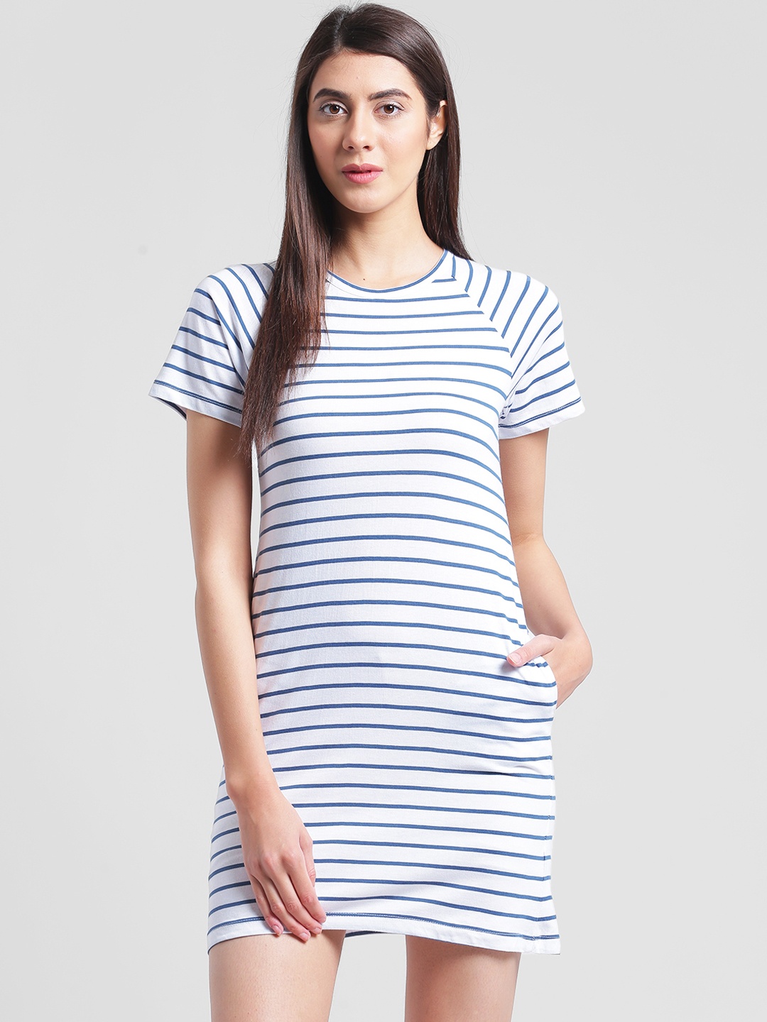 Rigo Women White Striped T-shirt Dress