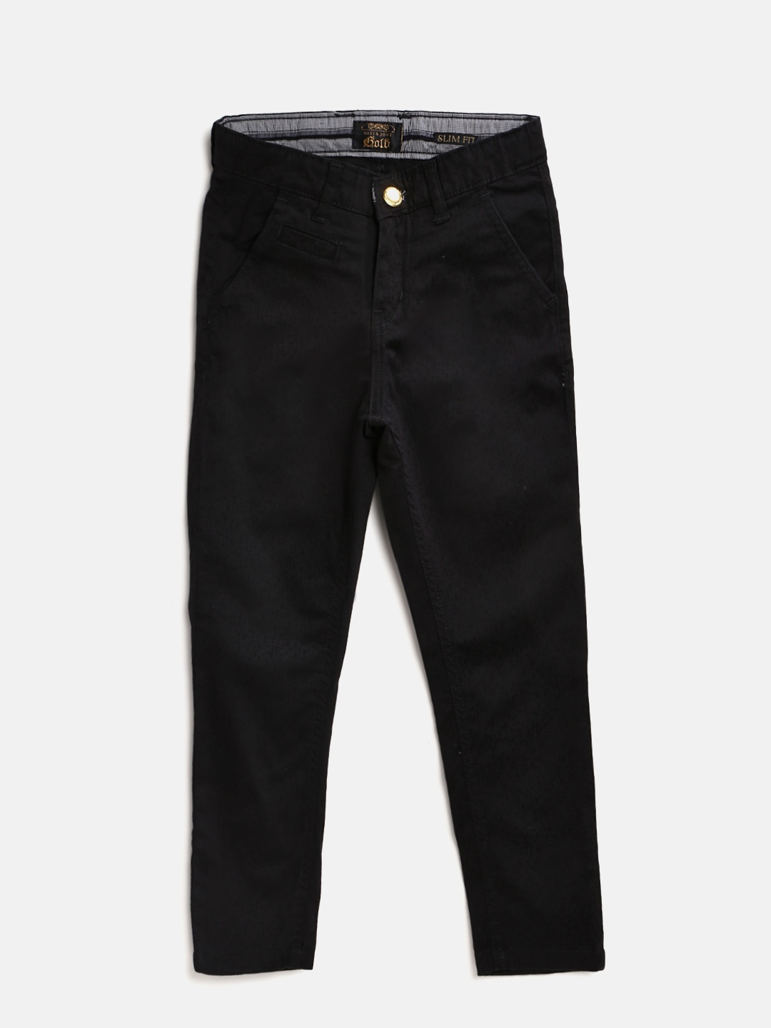 Gini and Jony Boys Black Regular Fit Solid Trousers