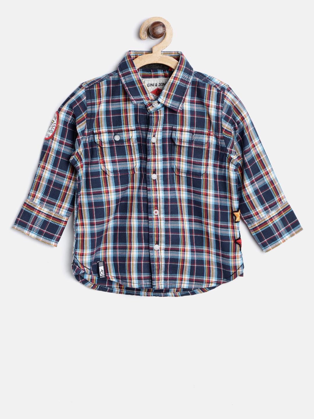 Gini and Jony Boys Navy & Off-White Regular Fit Checked Casual Shirt, Navy blue 
Gini and Jony Boys Navy & Off-White Regular Fit Checked Casual Shirt, Navy blue