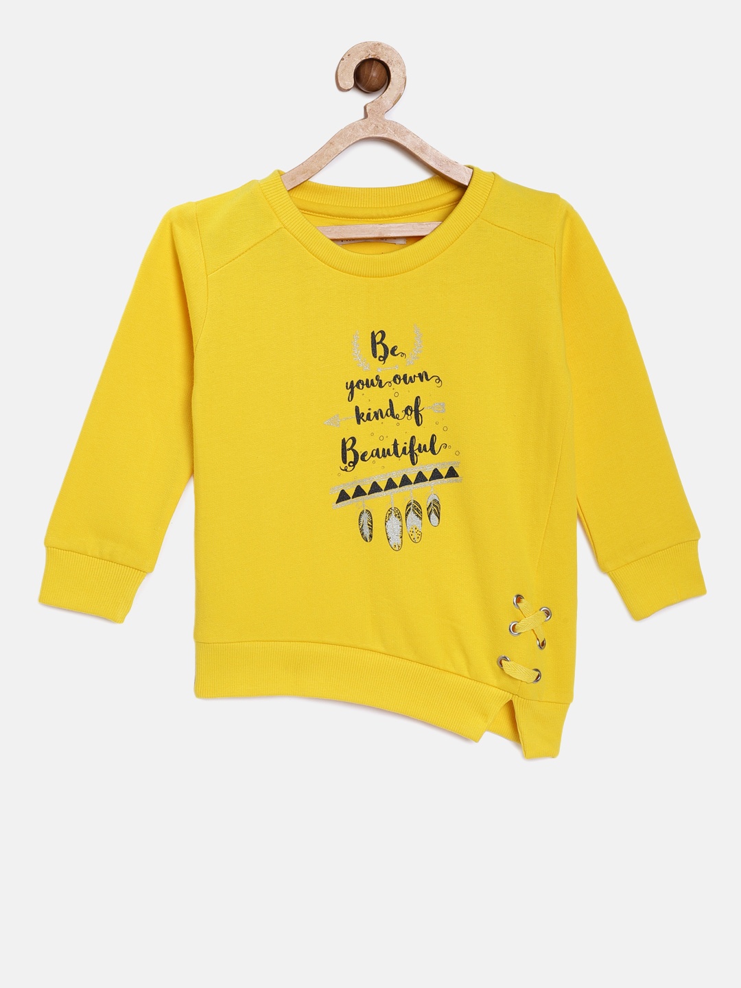 Palm Tree Girls Yellow Printed Sweatshirt