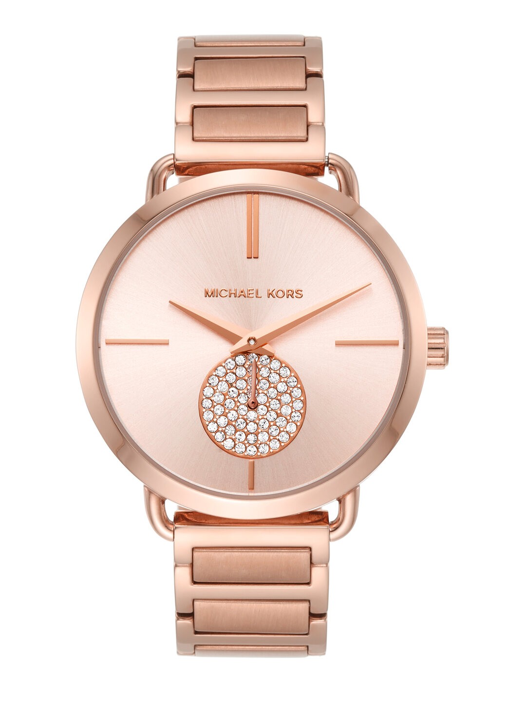 Michael Kors Women Embellished Dial & Stainless Steel Bracelet Style Analogue Watch MK3640, Rose gold
Michael Kors Women Embellished Dial & Stainless Steel Bracelet Style Analogue Watch MK3640, Rose gold