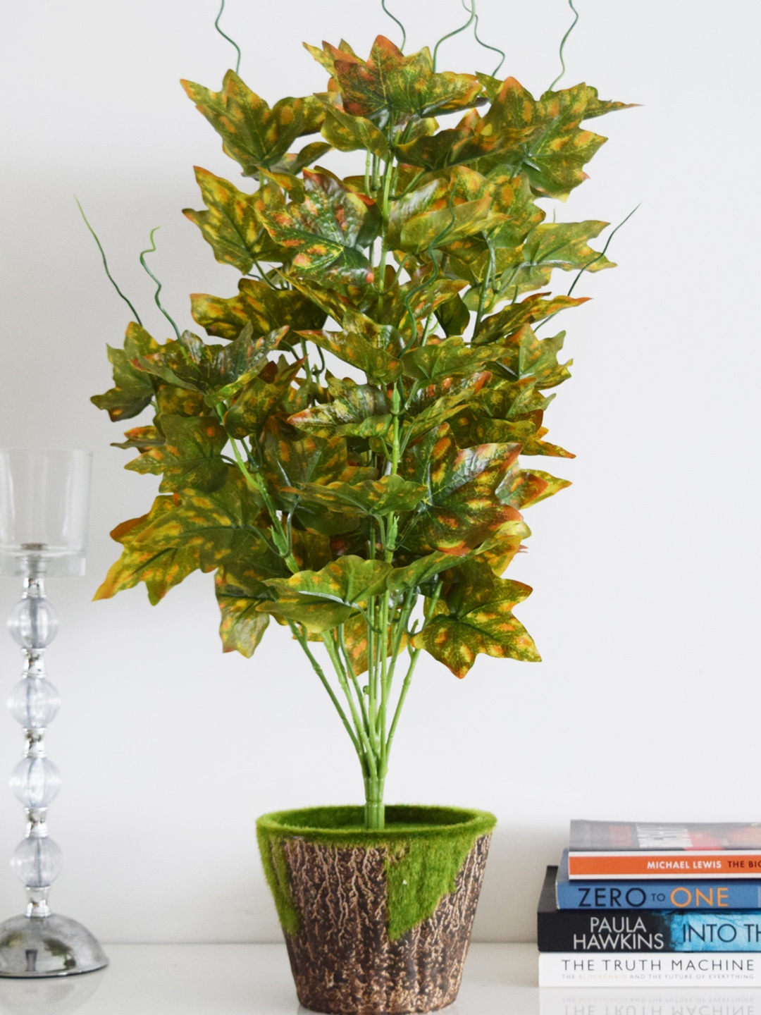 Fourwalls Green Artificial Maple Plant without Pot