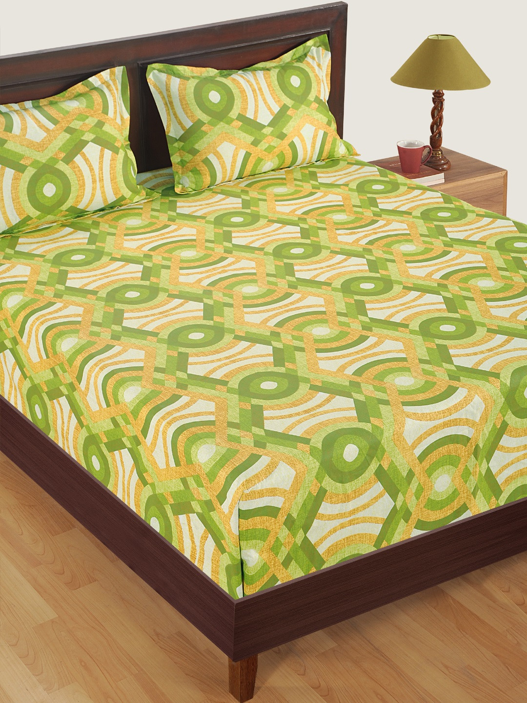 SWAYAM Green & Off-White Printed 160 TC Cotton 1 Queen Bedsheet with 2 Pillow Covers
SWAYAM Green & Off-White Printed 160 TC Cotton 1 Queen Bedsheet with 2 Pillow Covers