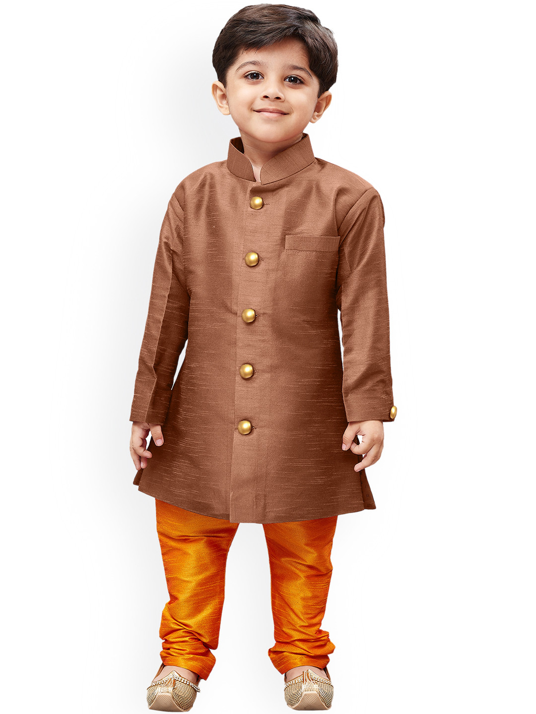 VASTRAMAY Boys Brown & Yellow Silk & Cotton Regular Fit Sherwani Set
VASTRAMAY Boys Brown & Yellow Silk & Cotton Regular Fit Sherwani Set