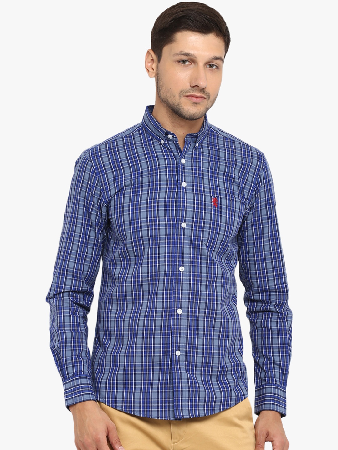 Red Tape Men Blue Checked Casual Shirt