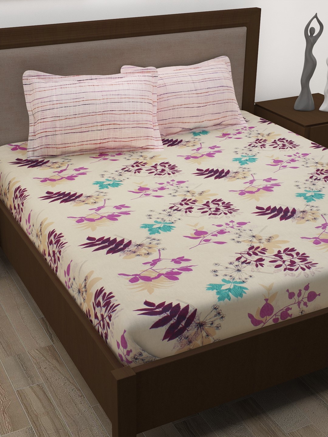 Story@home Beige & Magenta Floral Flat 186 TC Cotton 1 Double Bedsheet 2 Pillow Covers
Story@home Beige & Magenta Floral Flat 186 TC Cotton 1 Double Bedsheet 2 Pillow Covers