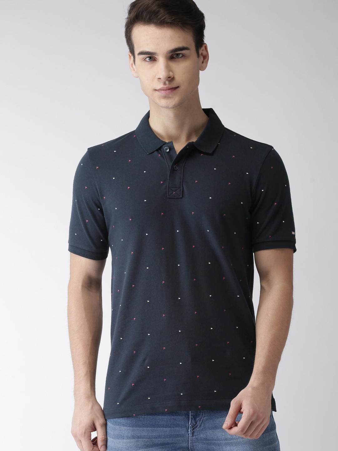 Arrow Sport Men Navy Blue Printed Polo T-shirt