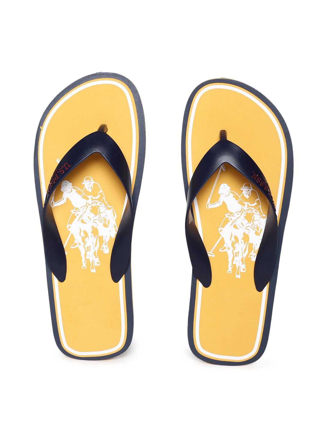 U.S. Polo Assn. Men Black & Yellow Printed Thong Flip-Flops