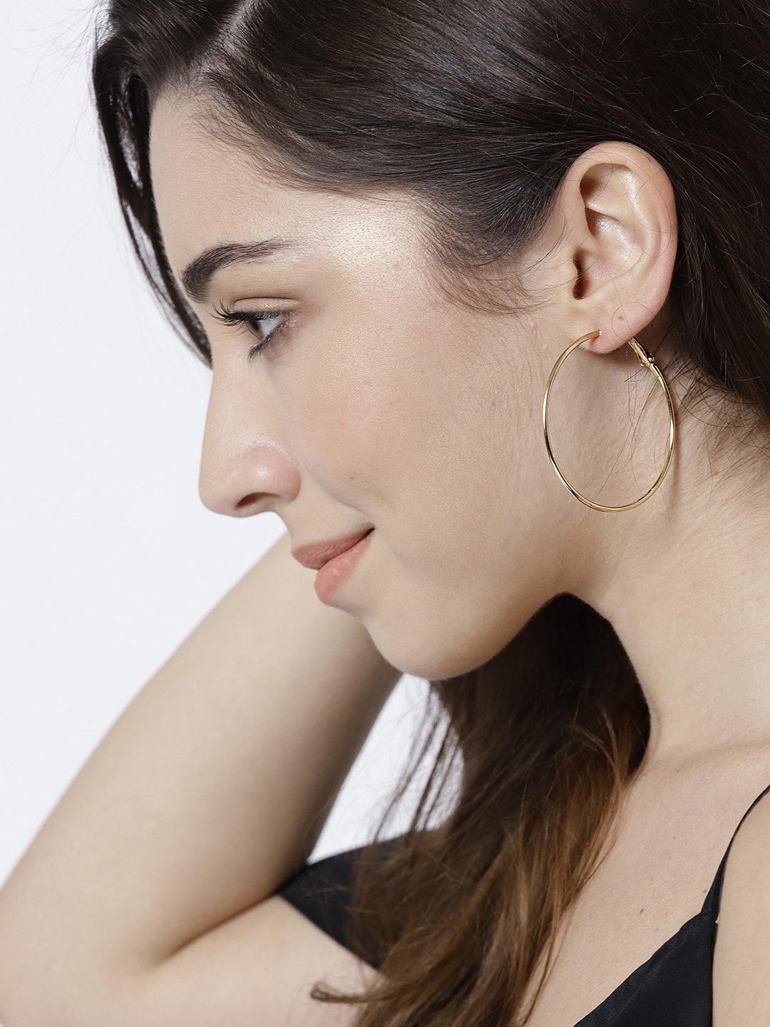 Jewels Galaxy Gold-Plated Circular Handcrafted Hoop Earrings