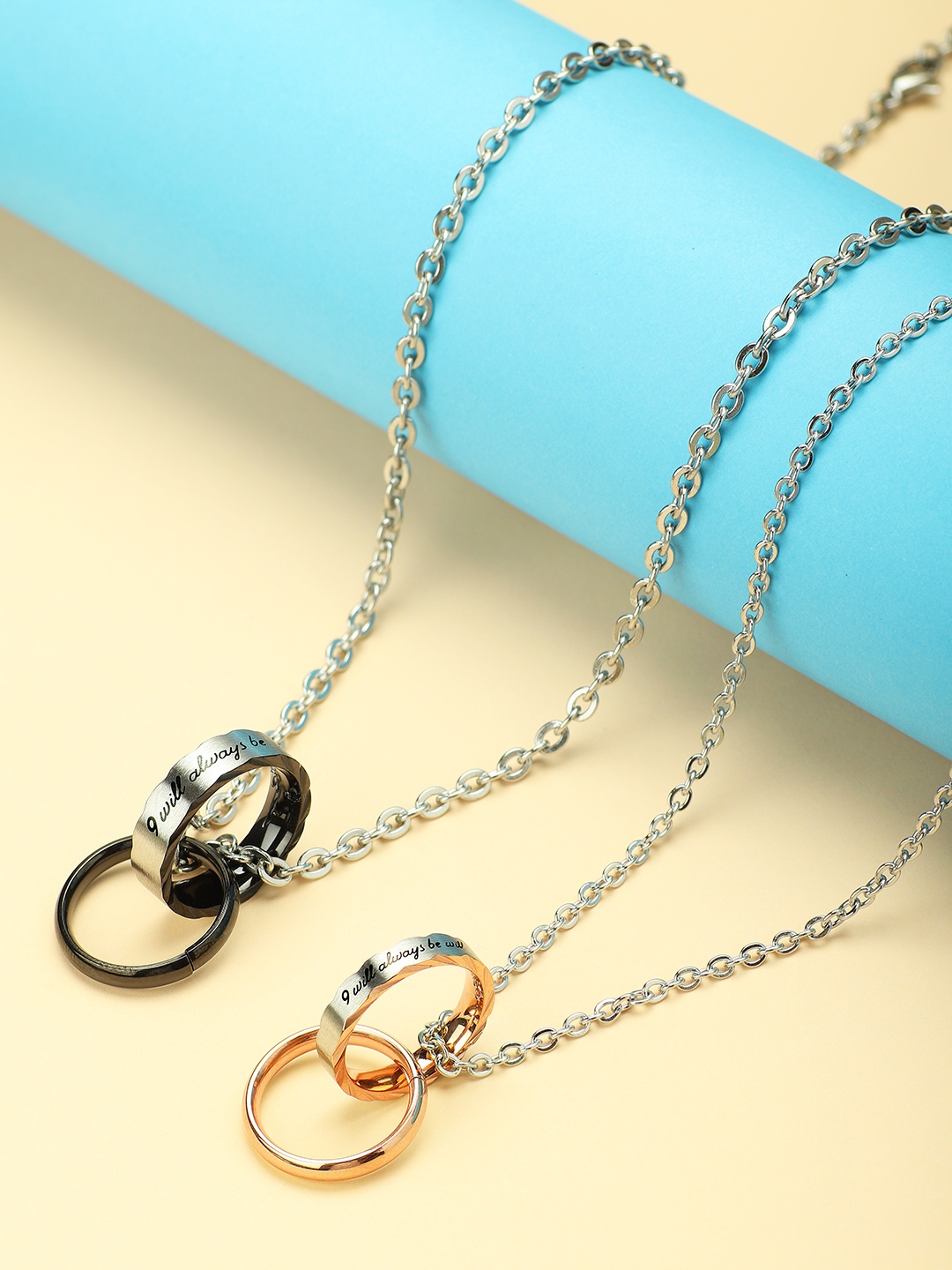 Peora Unisex Set of 2 Multicoloured Circular-Shaped Couple Pendants With Chain, Multi
Peora Unisex Set of 2 Multicoloured Circular-Shaped Couple Pendants With Chain, Multi