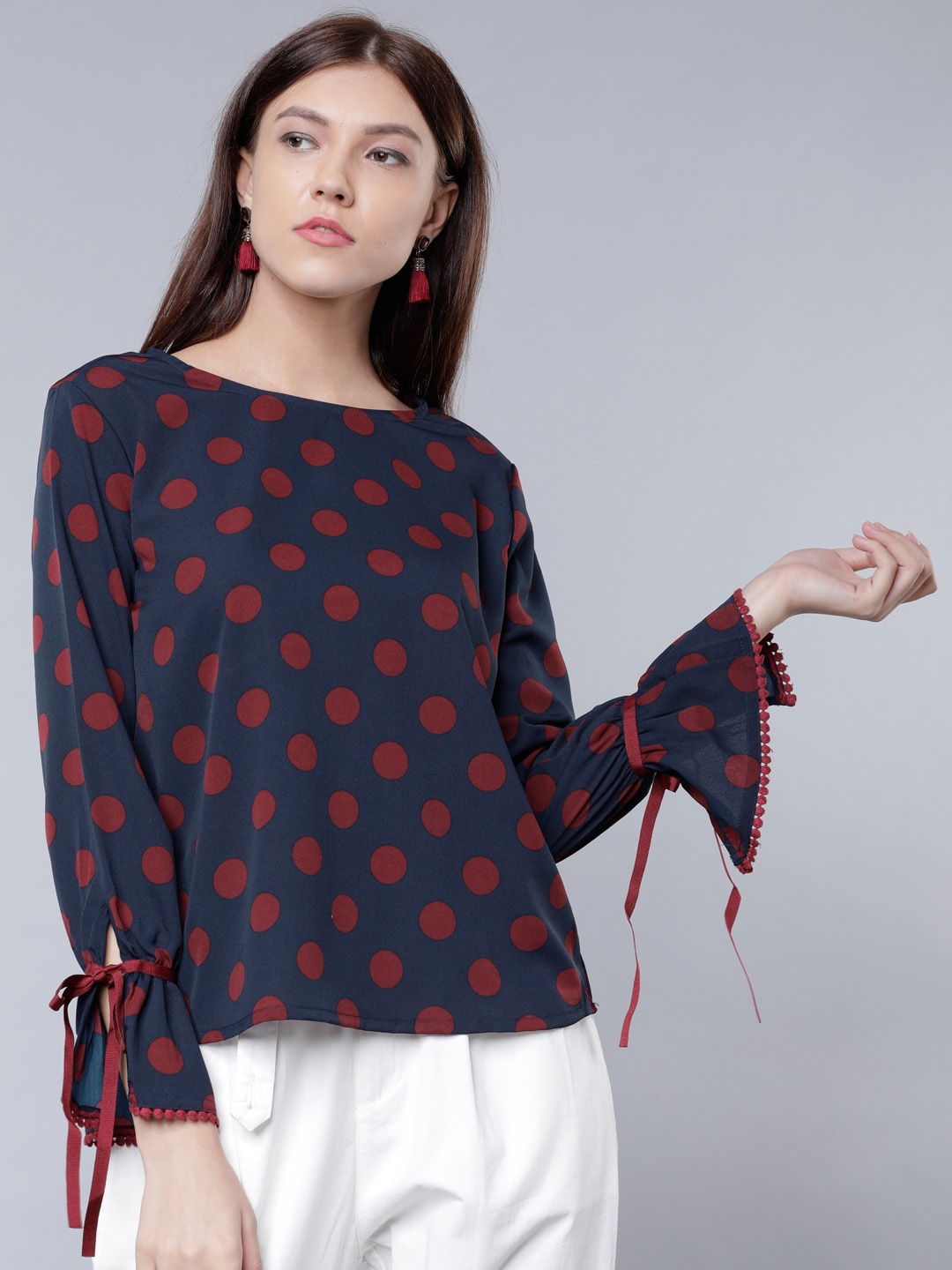 Tokyo Talkies Women Navy Blue Printed Top