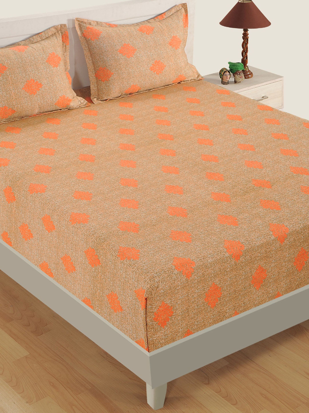 SWAYAM Tan & Orange Ethnic Motifs Flat 180 TC Cotton 1 Queen Bedsheet with 2 Pillow Covers
SWAYAM Tan & Orange Ethnic Motifs Flat 180 TC Cotton 1 Queen Bedsheet with 2 Pillow Covers
