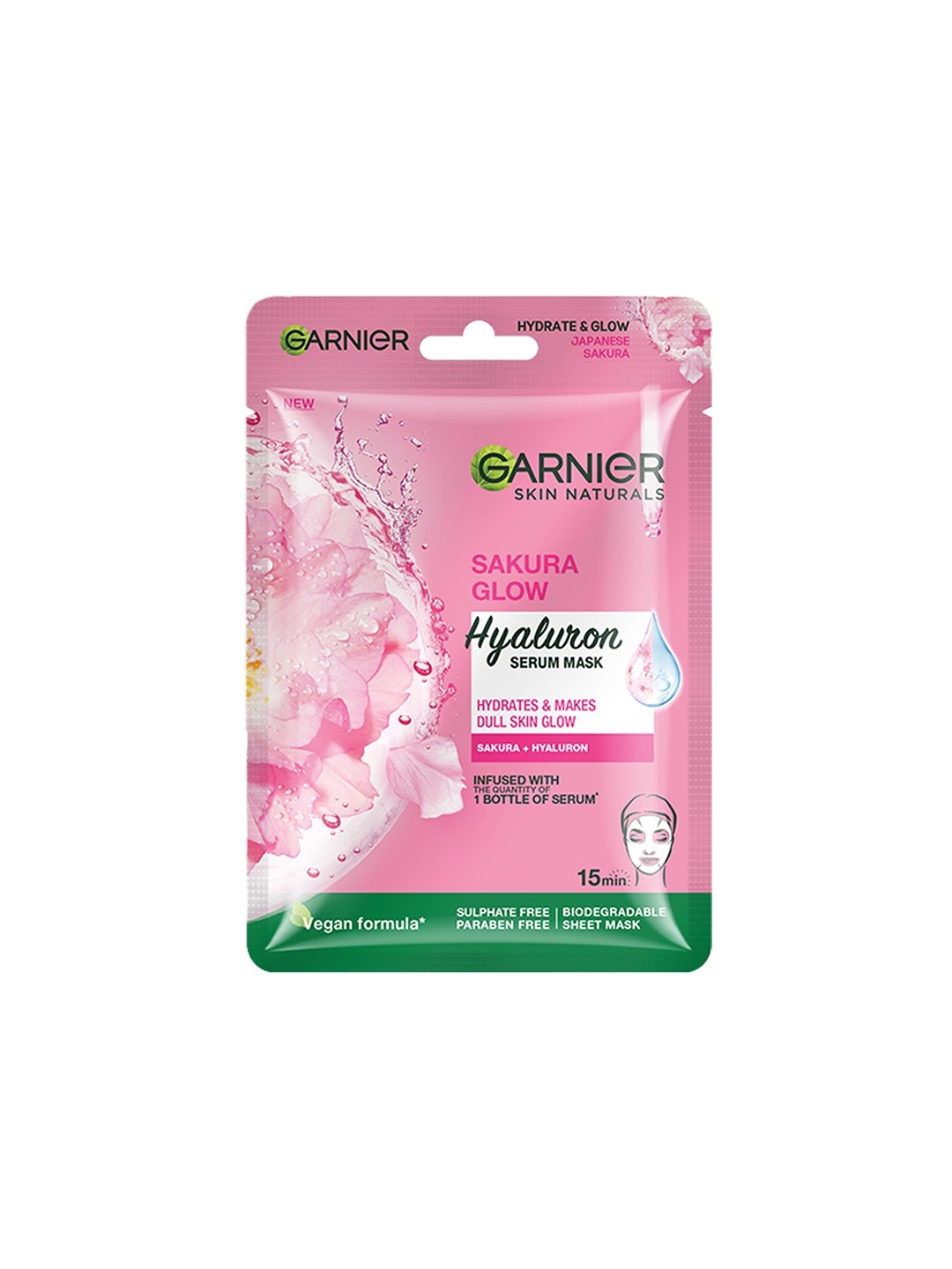Garnier Skin Naturals Sakura Glow Hyaluron Serum Mask Super Hydrate & Glow Dull Skin - 28g, Pink
Garnier Skin Naturals Sakura Glow Hyaluron Serum Mask Super Hydrate & Glow Dull Skin - 28g, Pink