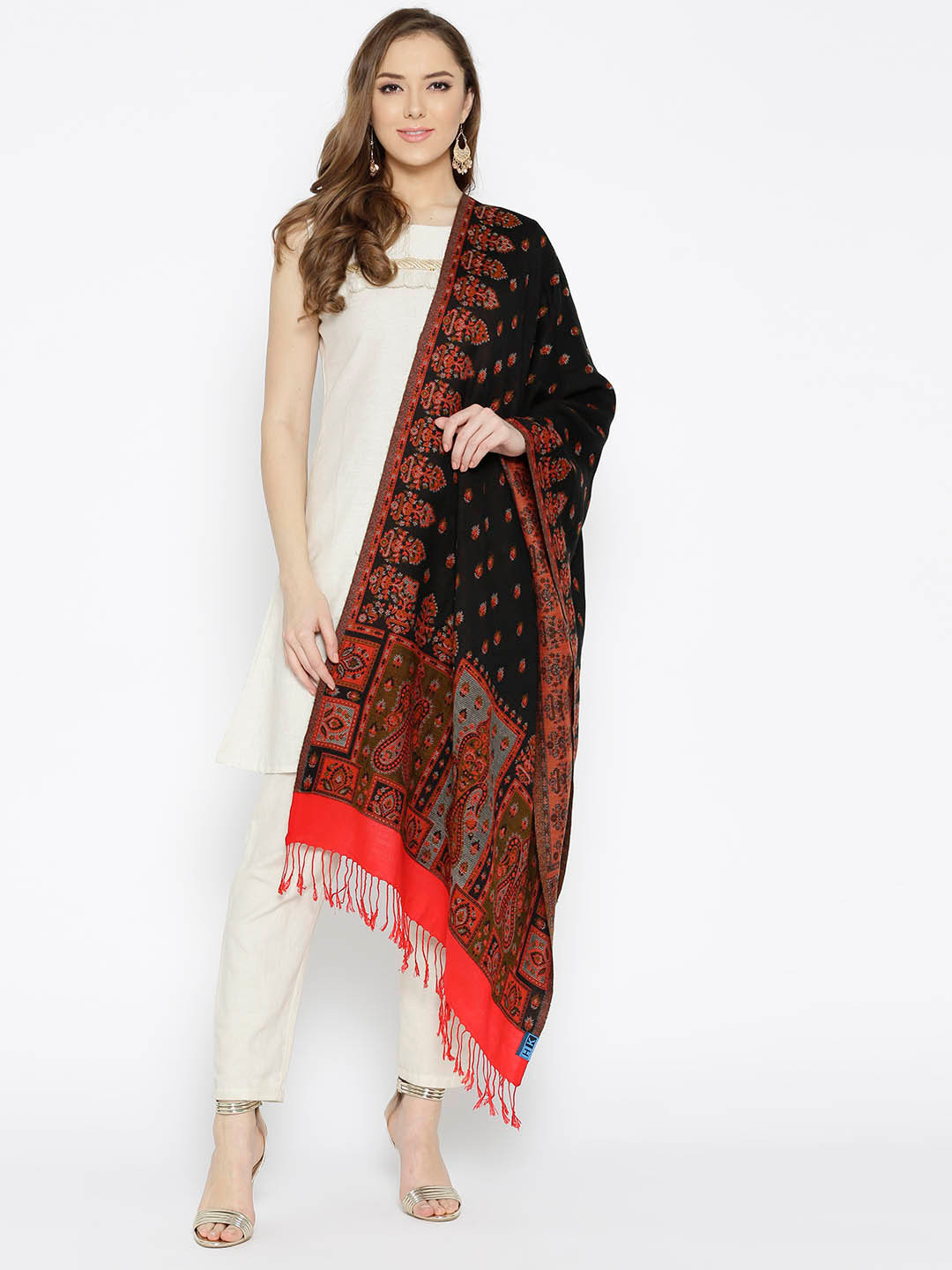 HK colours of fashion Women Black & Red Woven Design Stole
HK colours of fashion Women Black & Red Woven Design Stole