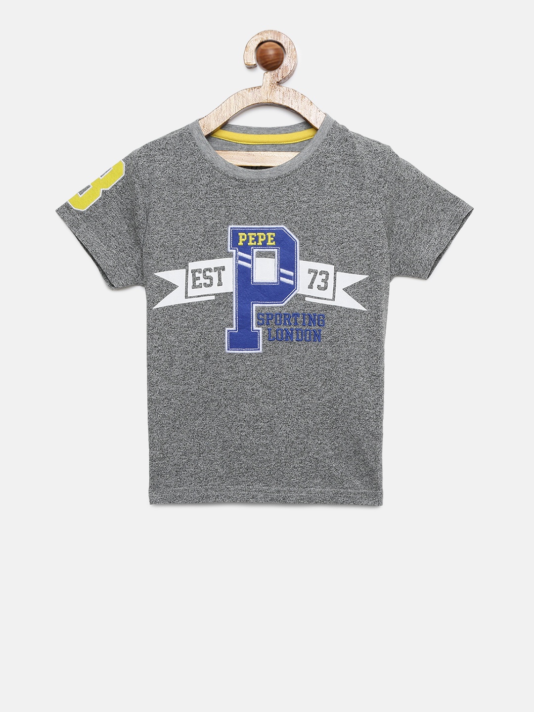 Pepe Jeans Boys Grey Printed Round Neck T-shirt