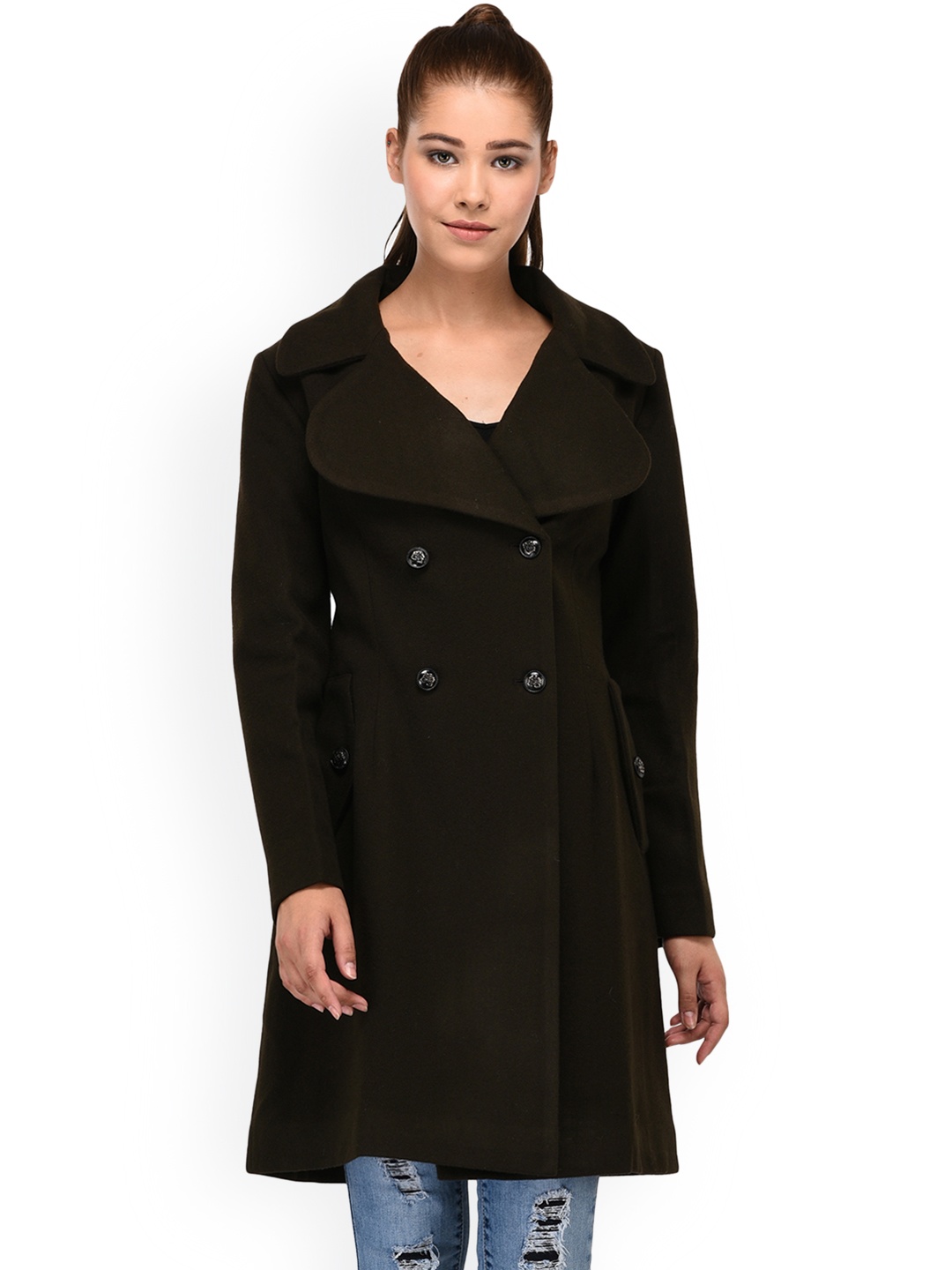 Owncraft Women Olive Green Trench Coat