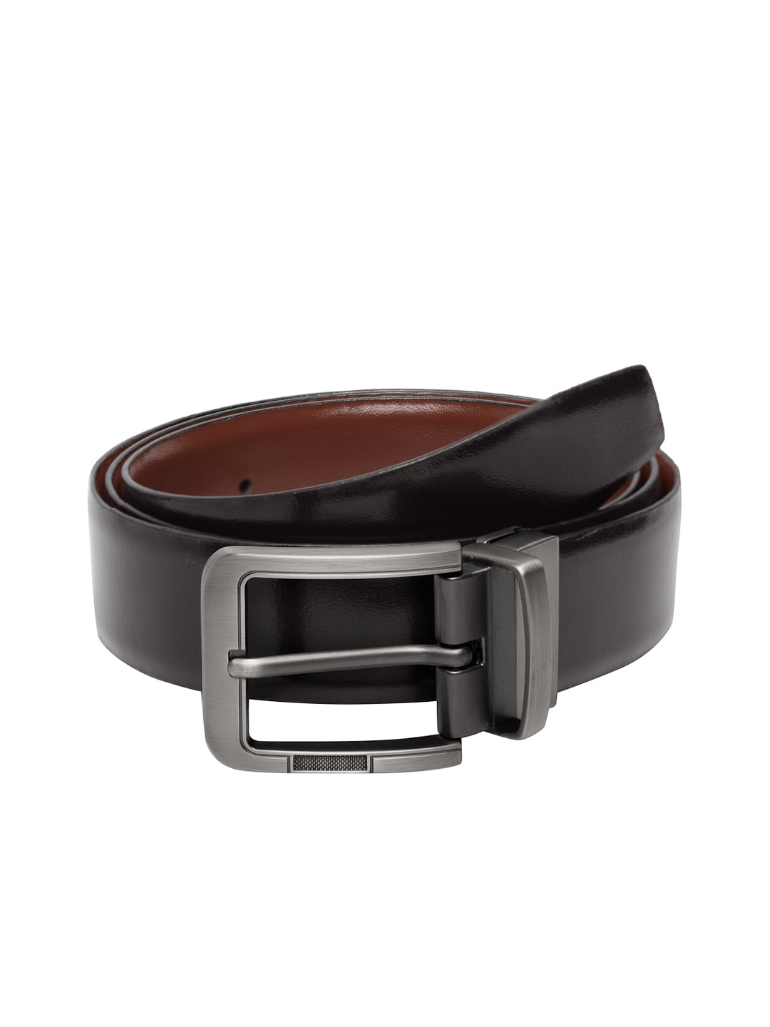 Teakwood Leathers Men Black & Brown Solid Leather Belt