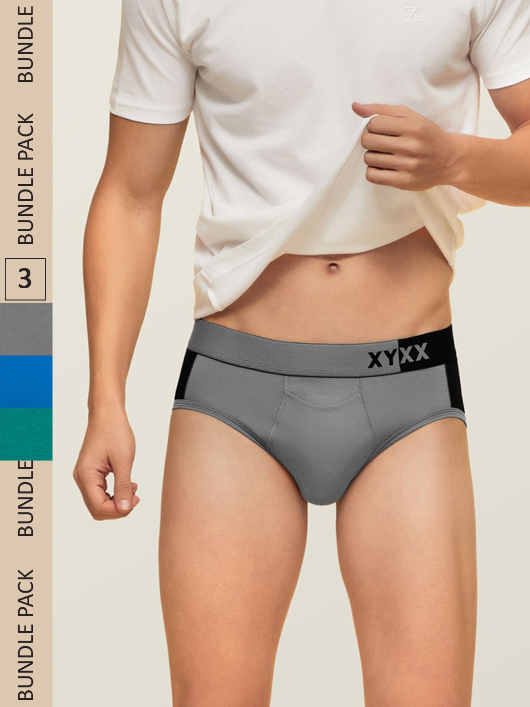 XYXX Men IntelliSoft Antimicrobial Micro Modal Pack of 3 Dualist Briefs XYBRF3PCKN263, Grey
XYXX Men IntelliSoft Antimicrobial Micro Modal Pack of 3 Dualist Briefs XYBRF3PCKN263, Grey