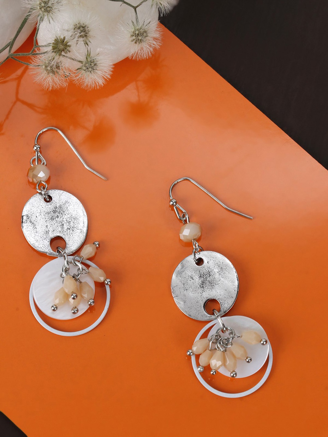 PRITA BY PRIYAASI Off-White & Cream-Coloured Silver-Plated Handcrafted Geometric Drop Earrings
PRITA BY PRIYAASI Off-White & Cream-Coloured Silver-Plated Handcrafted Geometric Drop Earrings