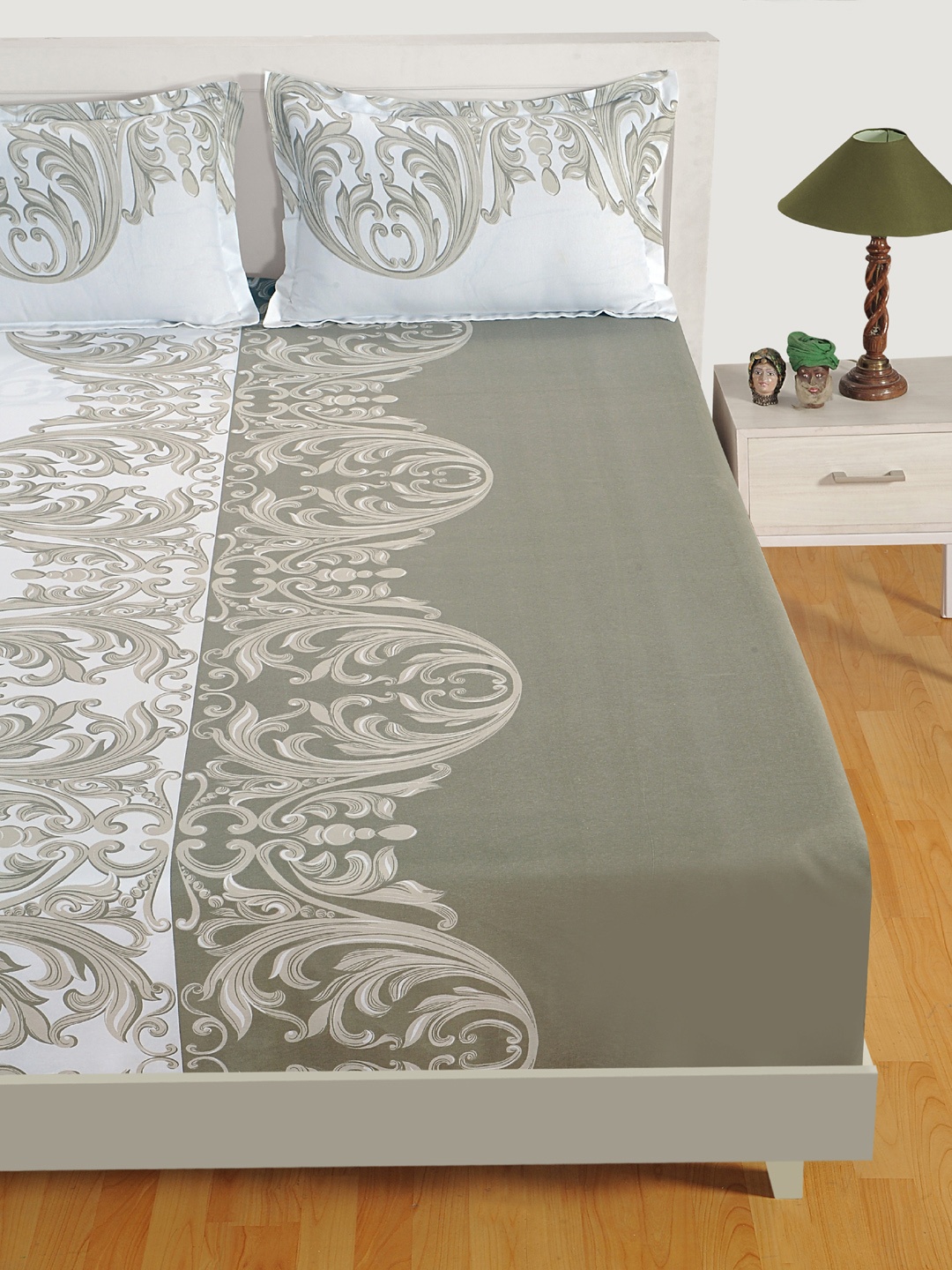 SWAYAM White & Grey Ethnic Motifs Flat 144 TC 1 Double Bedsheet with 2 Pillow Covers
SWAYAM White & Grey Ethnic Motifs Flat 144 TC 1 Double Bedsheet with 2 Pillow Covers