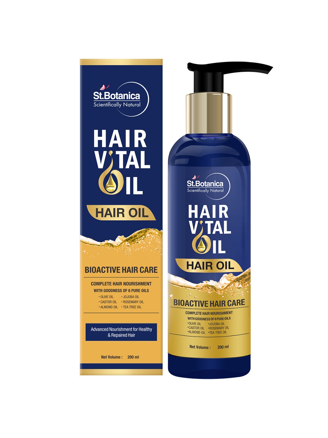 St.Botanica Hair Vital Oil 200ml, Navy blue