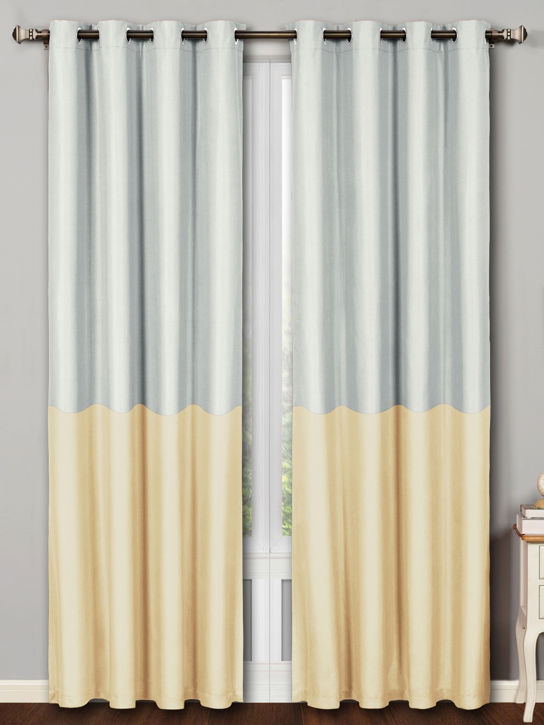 Story@home Grey & Beige Set of 2 Faux Silk 300GSM Room Darkening Blackout Door Curtains
Story@home Grey & Beige Set of 2 Faux Silk 300GSM Room Darkening Blackout Door Curtains