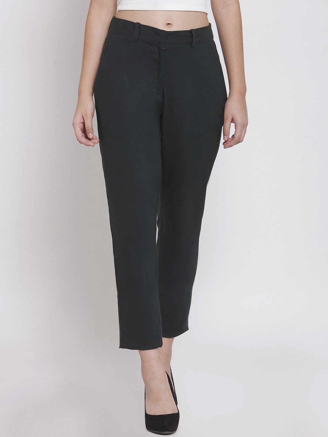 Martini Women Black Solid Peg Trousers