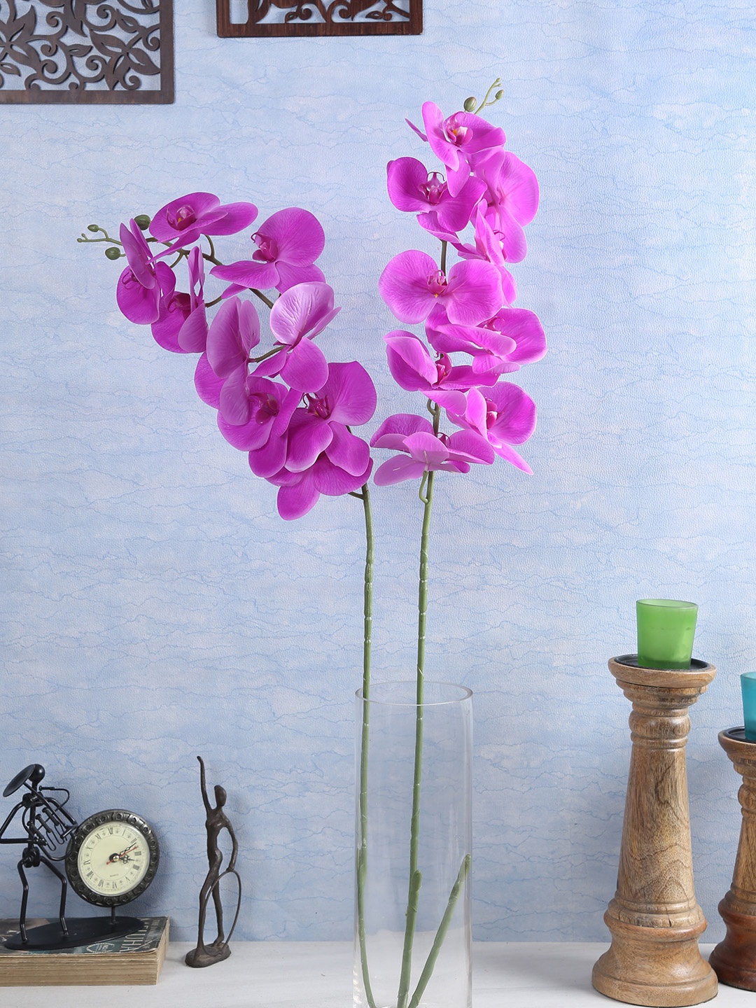 Fourwalls Set Of 2 Purple Artificial Real-Touch Butterfly Orchids Flower Sticks